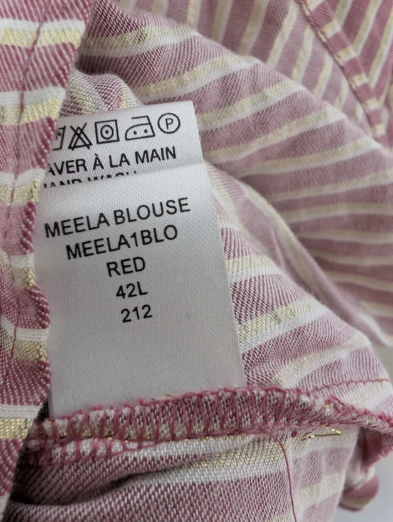 Antik Batik Meela Red Metallic Striped Lurex Blouse 42 - Picture 7 of 7